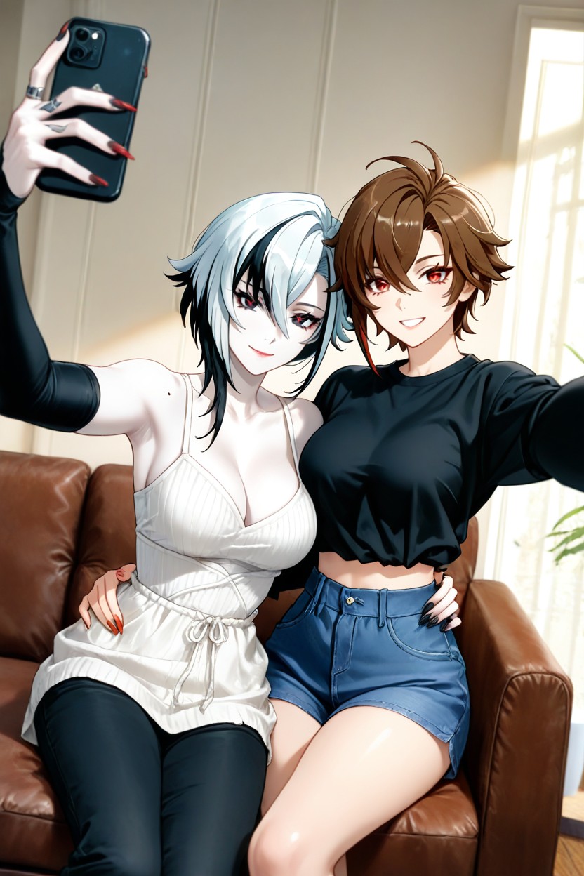 Sofa, Long Nails, Hands On Hips Hentai AI Porn