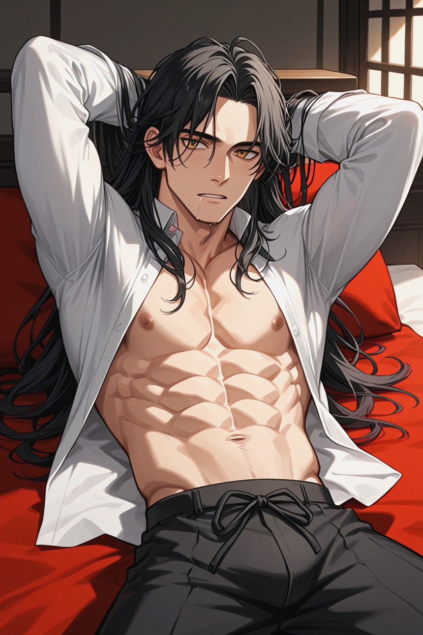 Fit, Black Hair, Hanfu AI Gay Porn