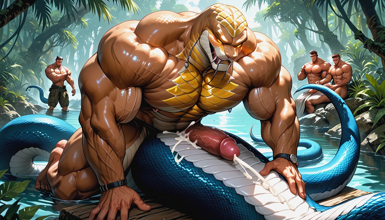 Mermaid Snake Tail, Massive Orgasm, Fangs AI Gay Porn
