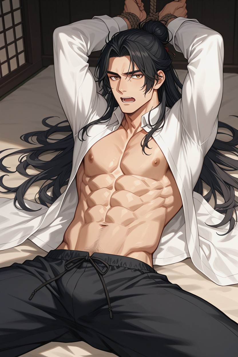 Open Shirt, Fit, In Ancient Room AI Gay Porn