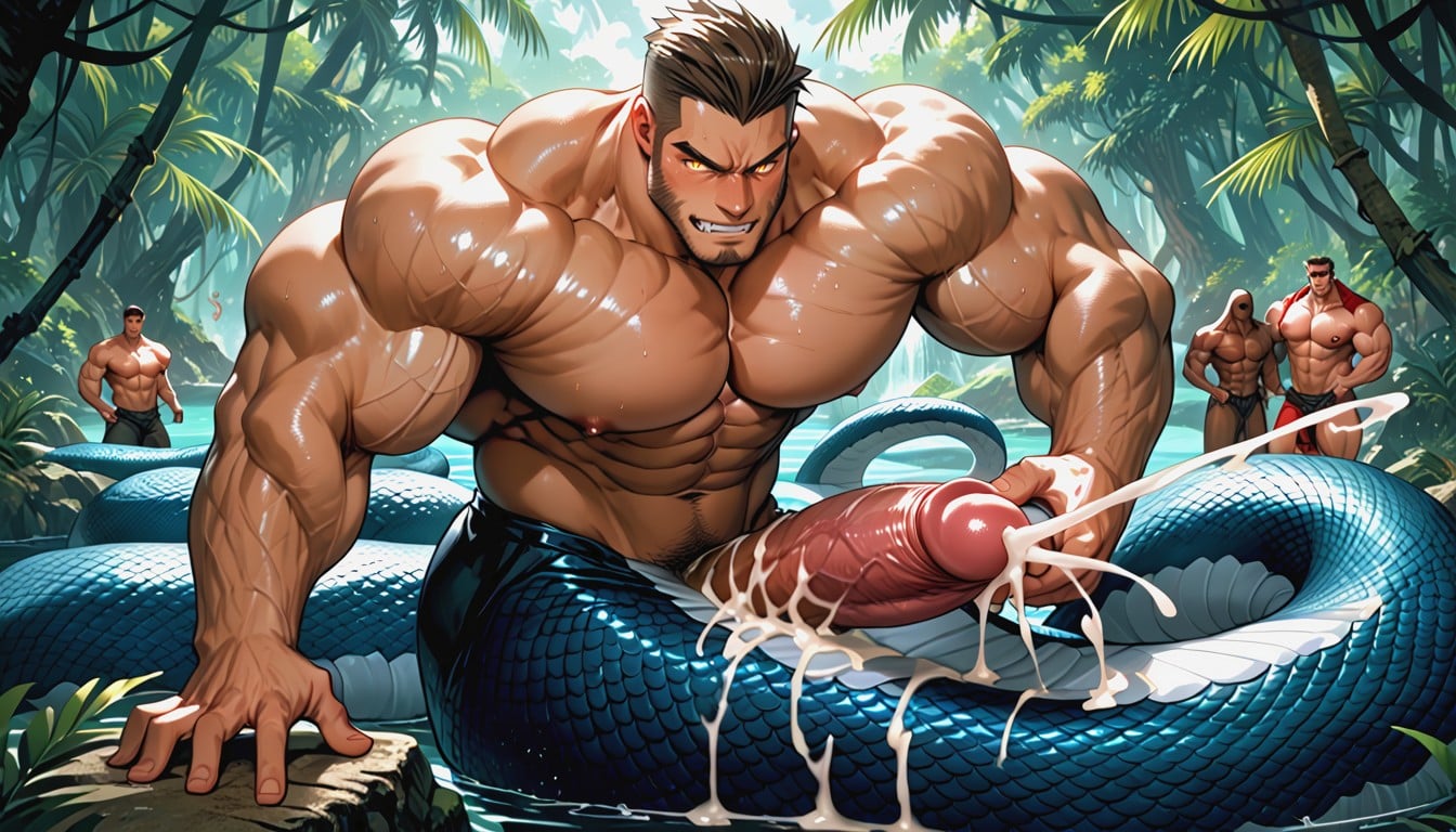 Cobra Hood, Glowing Eyes, Shaft With Huge Penis AI Gay Porn