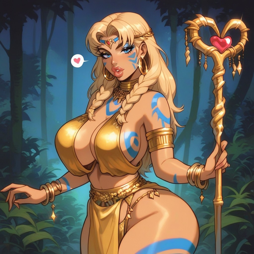 Blonde Hair, Night, Love Hearts AI Porn