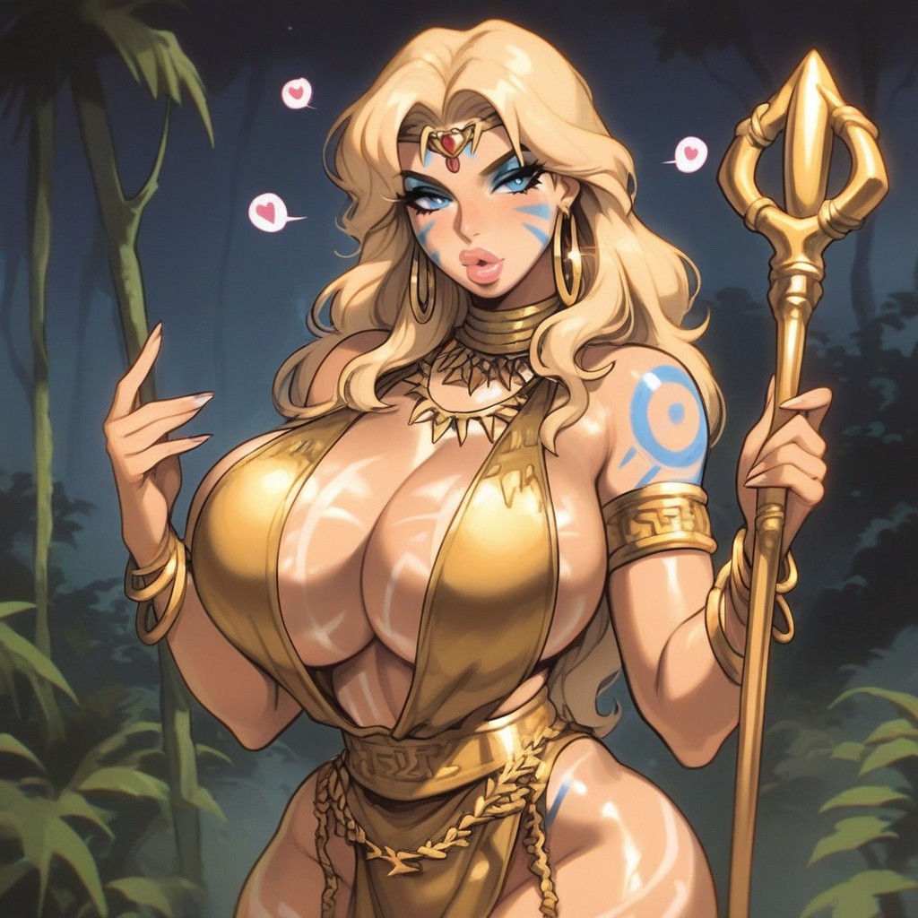 Gold Waist Chain, Standing, Full Lips AI Porn