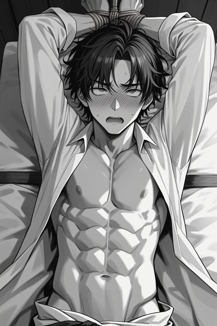 Black Hair, Slightly Puffy Top Of Head, Rolling Eyes AI Gay Porn
