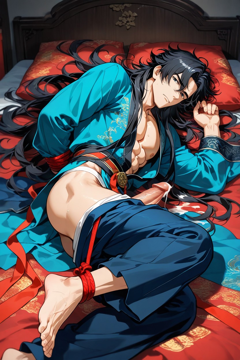 Slightly Puffy Top Of Head, Open Shirt, In Ancient Room AI Gay Porn