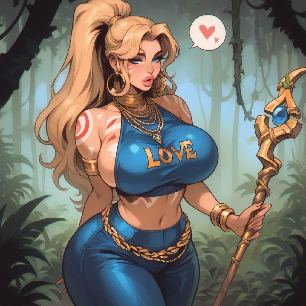18+, Jungle, Gold Hoop Earrings AI Porn