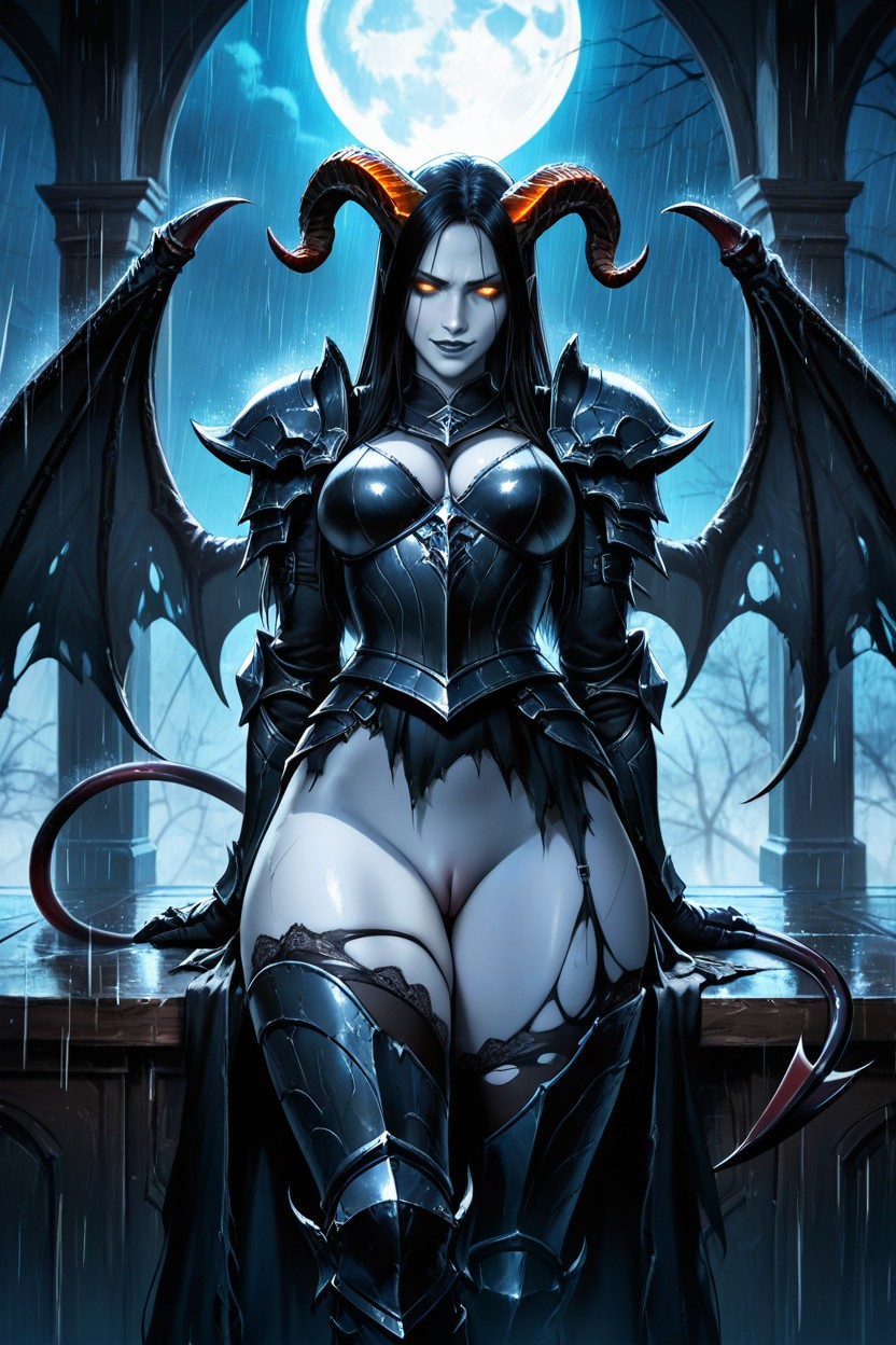 Black Plain Background, Black Hair, Eyes Half Closed AI Porn