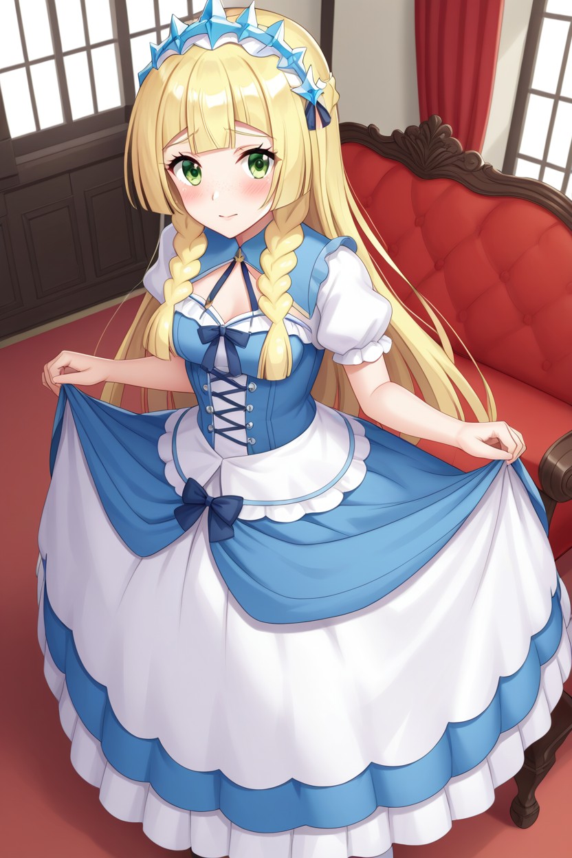 Large Skirt, Extremely, Very Blonde Hair AI Porn