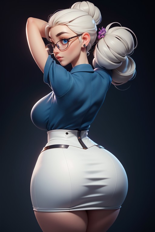 Hair Is Fully Tied Up, Gorgeous Older Woman, Hair At The Back Is Tied Up Into The Bun Hentai AI Porn