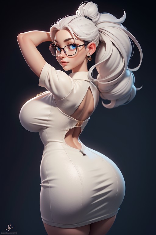 Teacher Outfit, Arms Up, Rear View Hentai AI Porn