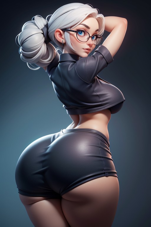 Thicc Booty, No Hair Hanging From The Back Of Head, Open Clothes Hentai AI Porn