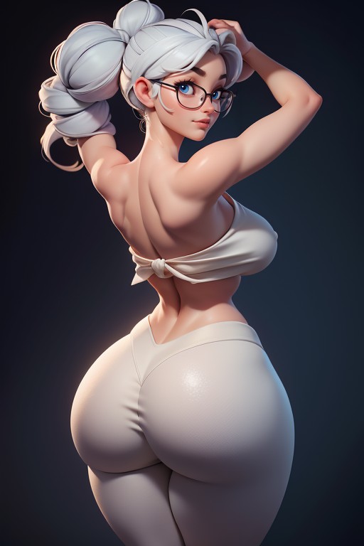 Arms Raised Up In Front Of Face, Huge Thick Thighs, Gorgeous Older Woman Hentai AI Porn