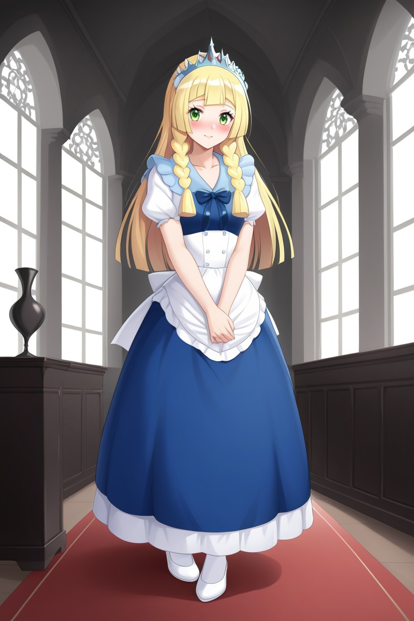 Wide Eyes, Victorian Era Hoopskirt, Mansion Background AI Porn