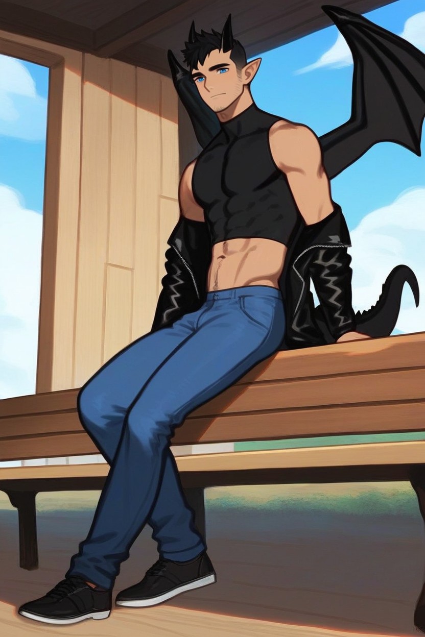 White Skin, No Facial Hair, Dragon Man AI Gay Porn