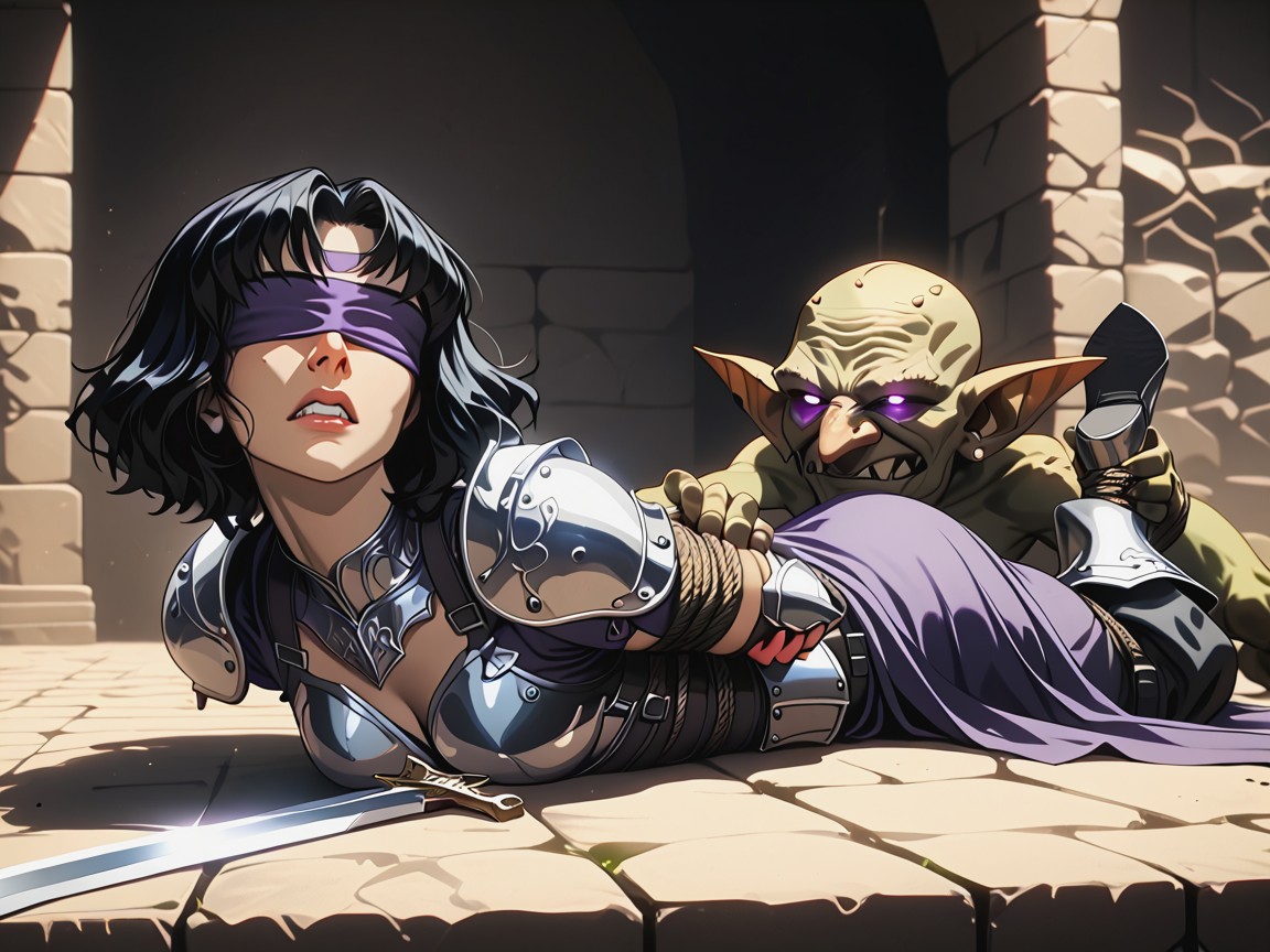 Laying, Clenched Teeth, Female Human Blindfold Hentai AI Porn