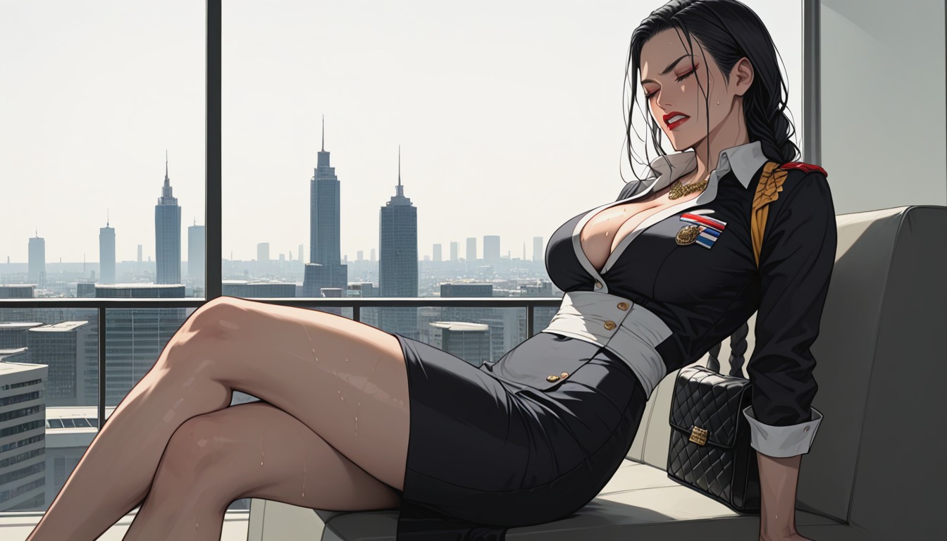 Pechos Grandes, Azafata, Deep Cleavage Hentai IA