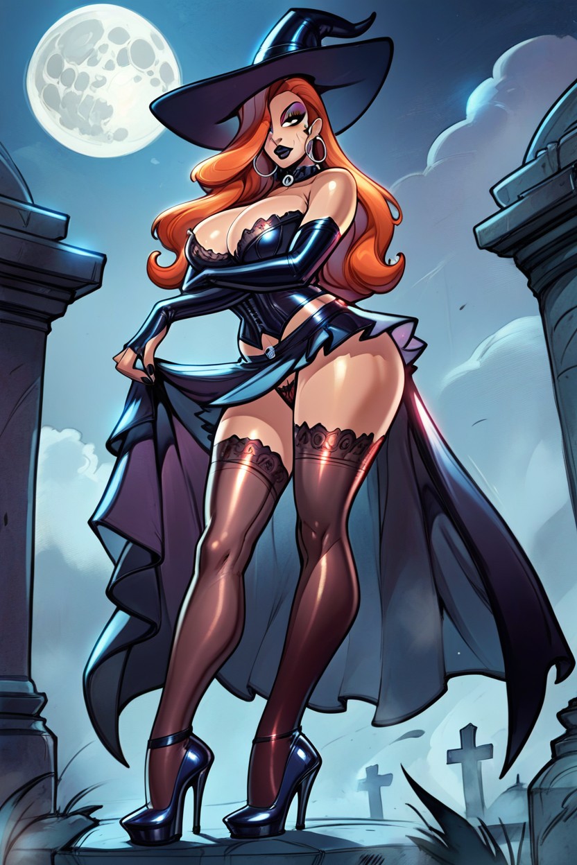 In A Cemetery, 30+, Night AI Porn