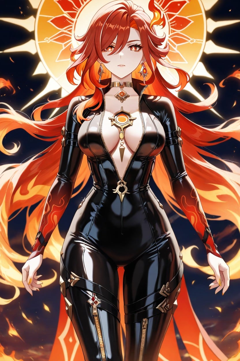Gold Sun-shaped Zipper, Bust Image, 25+ Hentai AI Porn