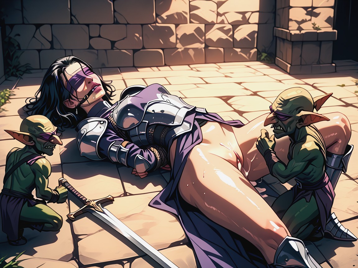 Cum, Goblin Grab Female Human Leg, Full Body View Hentai AI Porn
