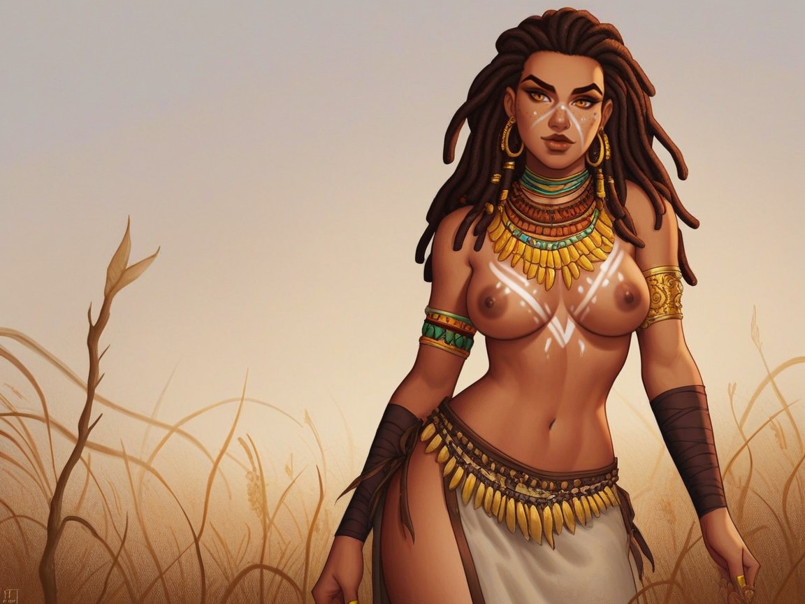 Latina, Gold Long Grass In Distance, One Latina Woman AI Porn