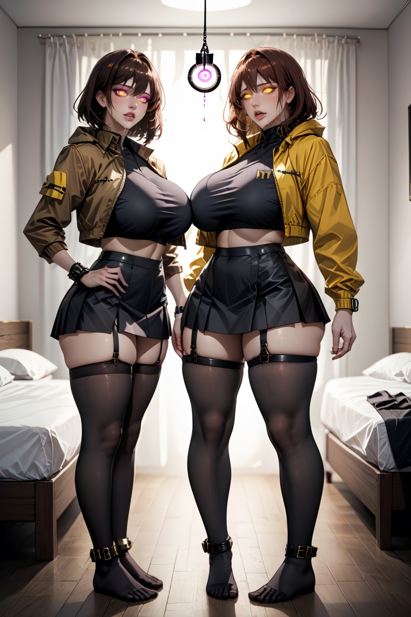 Body Straps, Black Thigh Highs, Orgasm Hentai IA