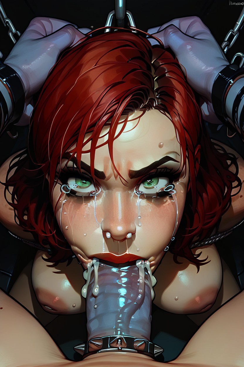 Arms Behind Back, Cumming In Throat, Cum Covered Hentai AI Porn