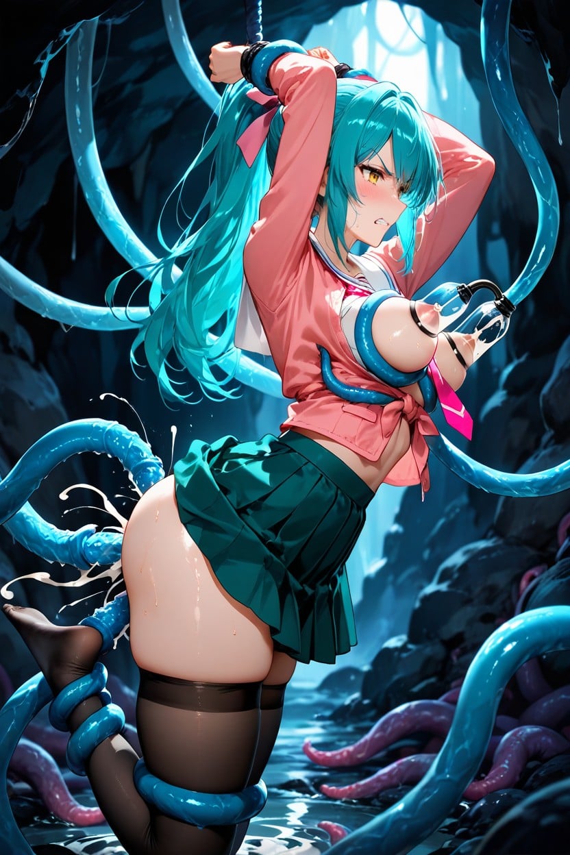 Tentacles Around Belly, Tentacles Grabbing Waist, Exposed Nipple Hentai IA