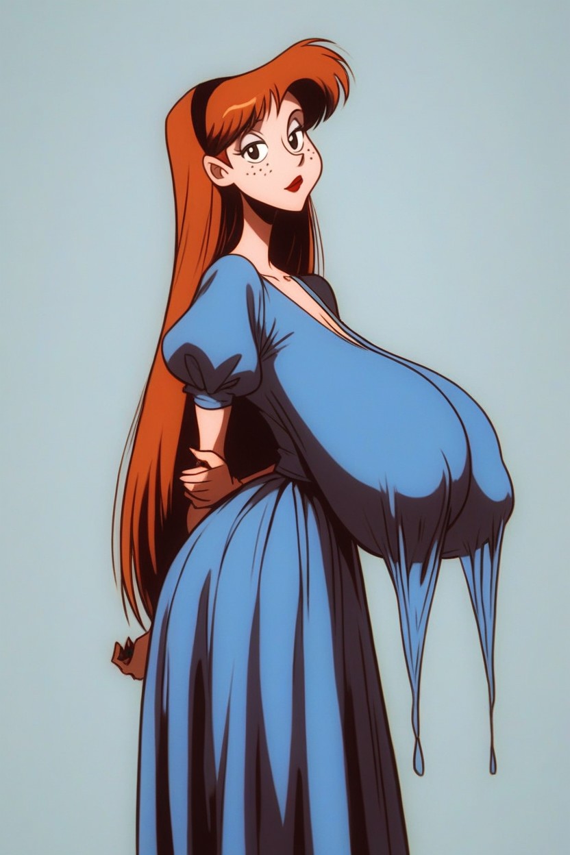 Long Saggy Tits, Unnatural Wasp Waist, Standing Up Straight AI Porn
