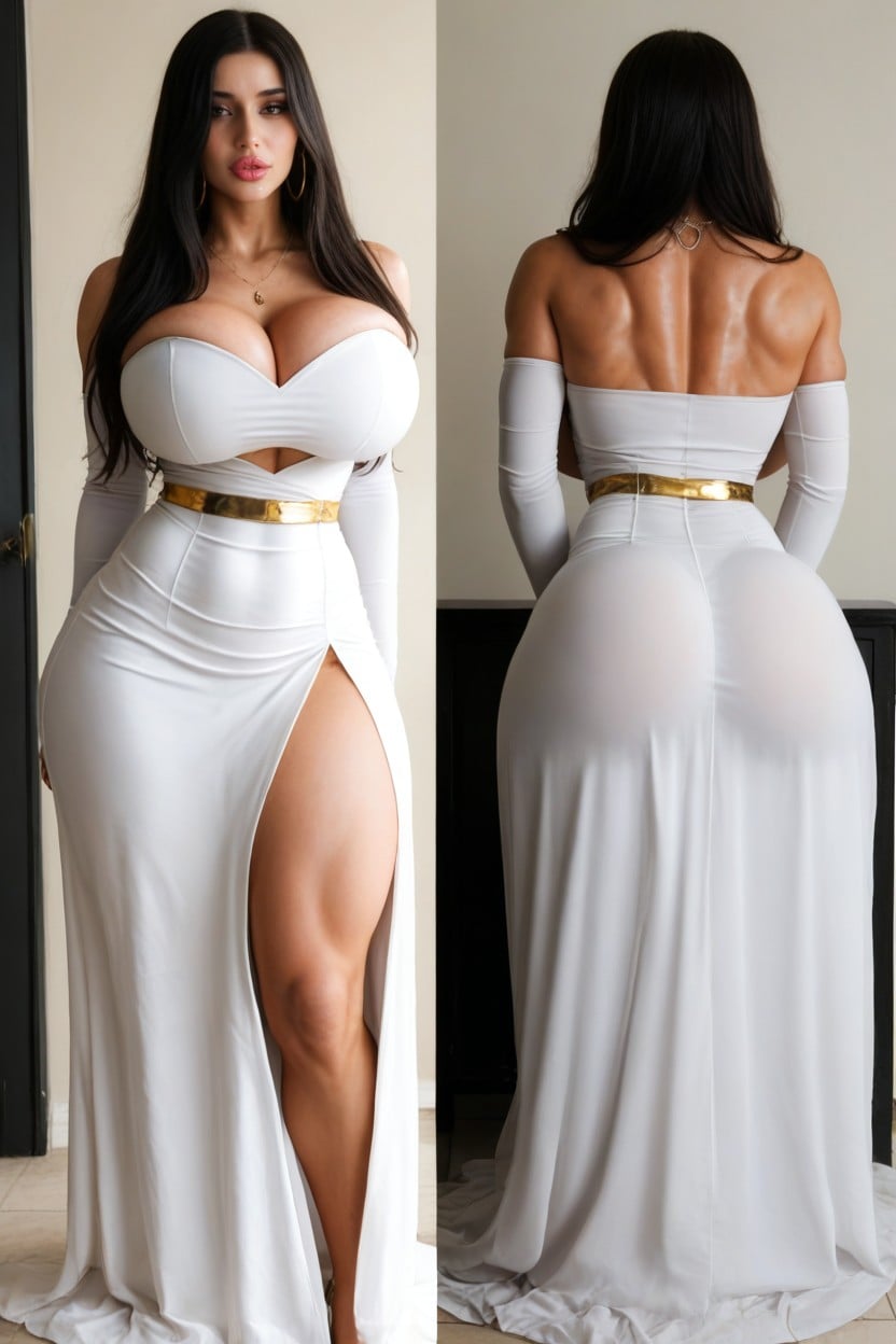 Thighs, Long Skirt, Strapless Dress AI Porn