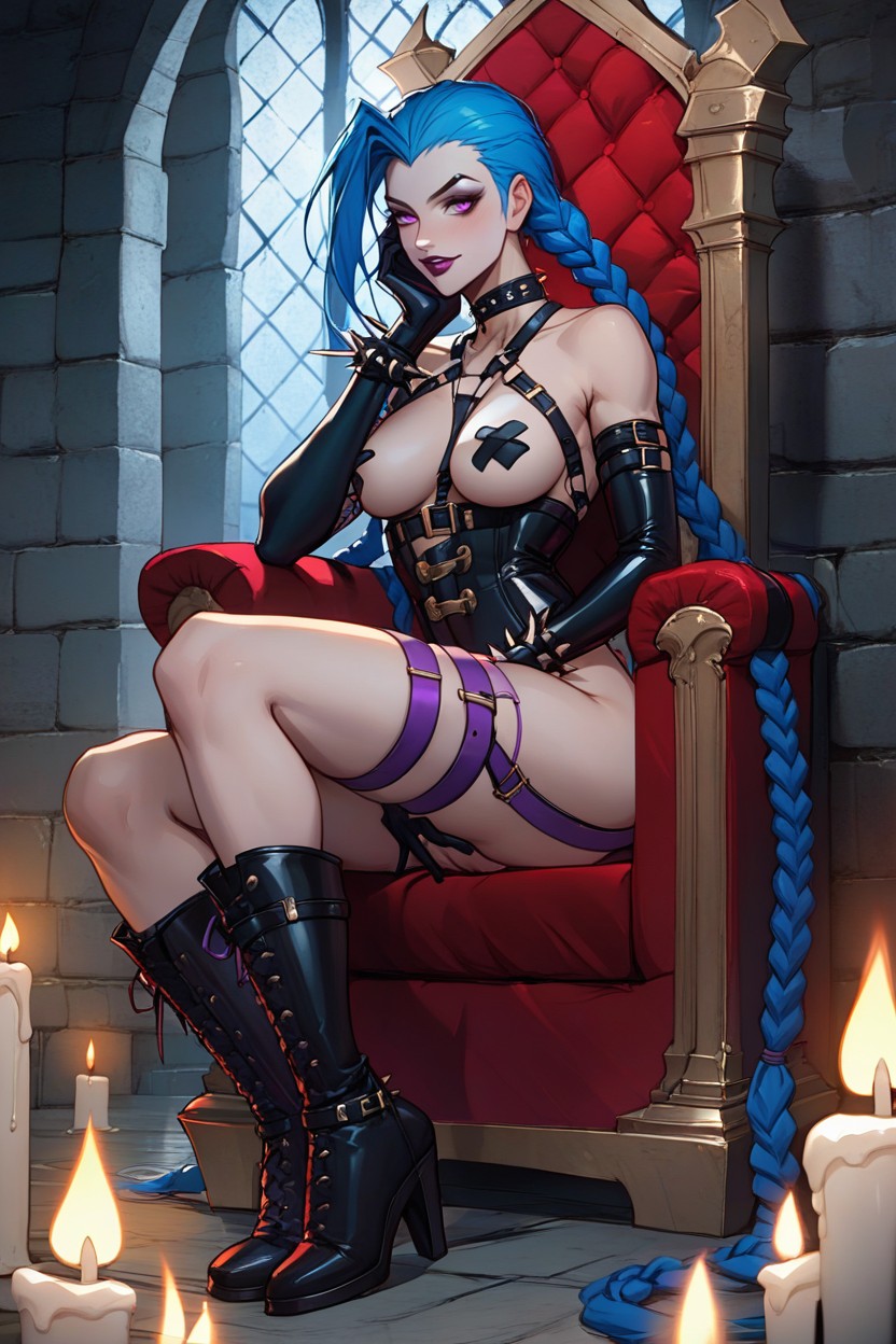Black Spiked Bracelets, Medium Ass, Ljinx Hair Styling AI Porn