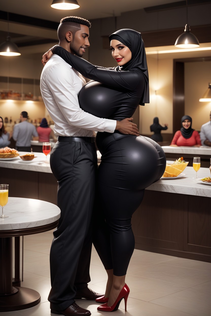 African Man Grabbed Womans Ass, Side View, In Party Hentai AI Porn