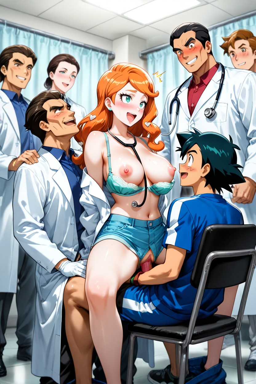 Man Sitting On Chair, Orange Hair, Perfect Body Hentai AI Porn