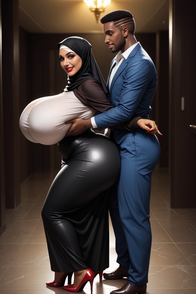 Day Time, Hijab, Squeezing Ass Hentai AI Porn