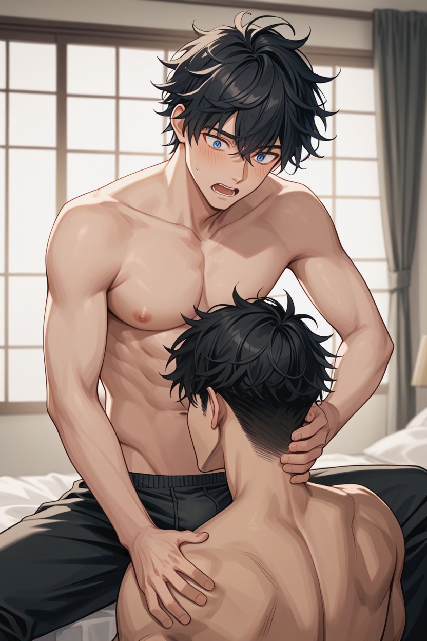 Naked On Top, Put Hand In Underwear, Grab Crotch AI Gay Porn