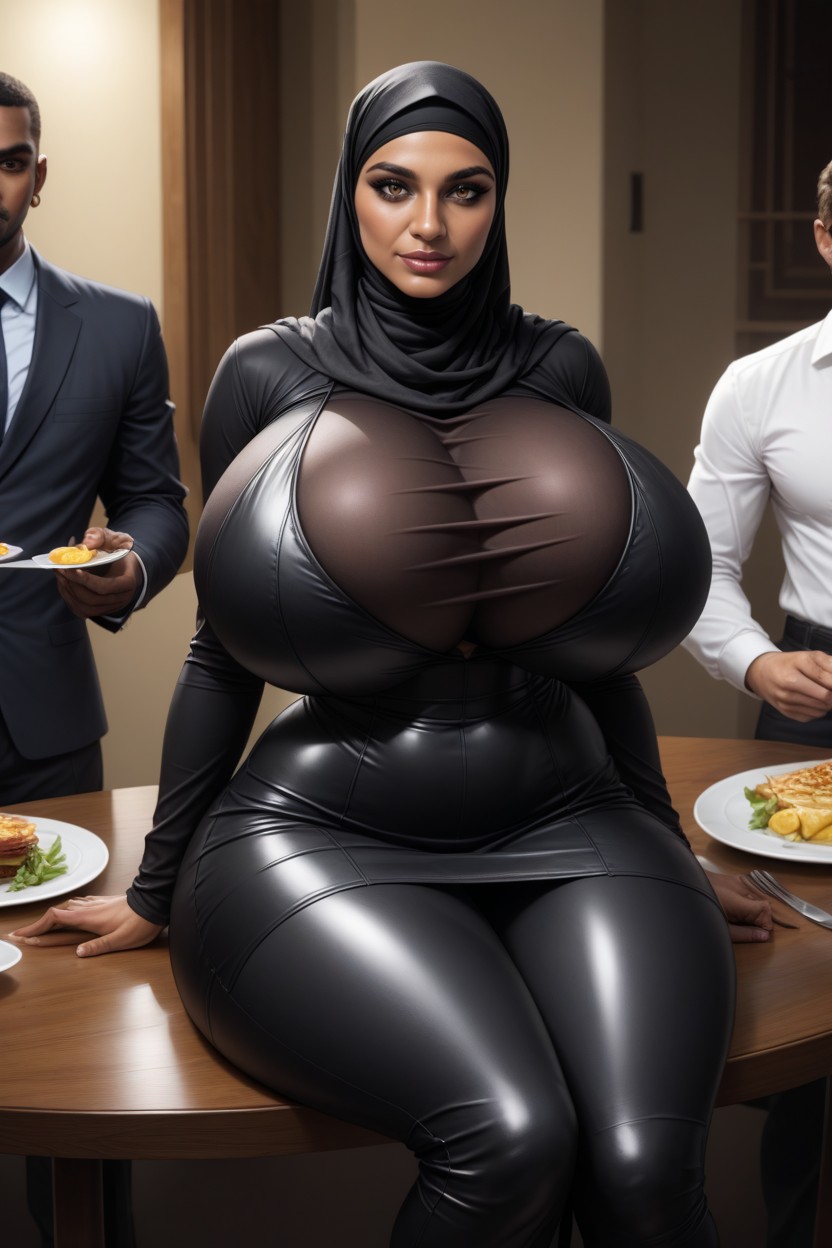 Extremely Large Ass, Bodysuit, Black Colour Bodysuit Hentai AI Porn