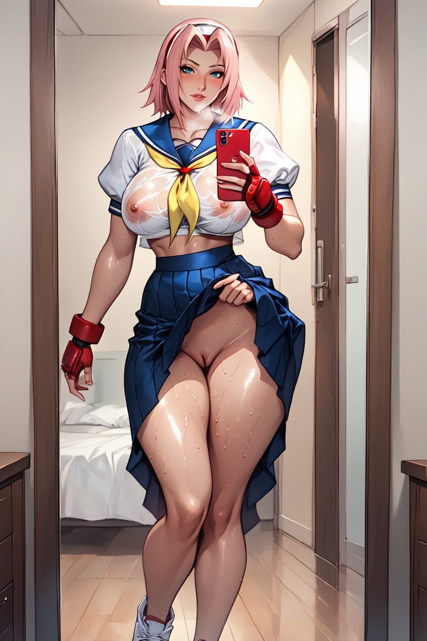 Voluptuous, Exposed Nipples, Upskirt Hentai AI Porn