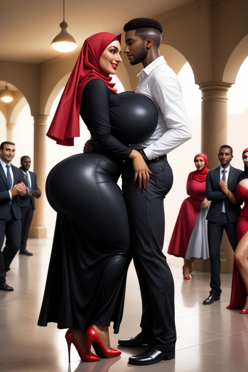 Big Round Boobs, Colossal Breast, African Man Wearing Shirt Pant Hentai AI Porn