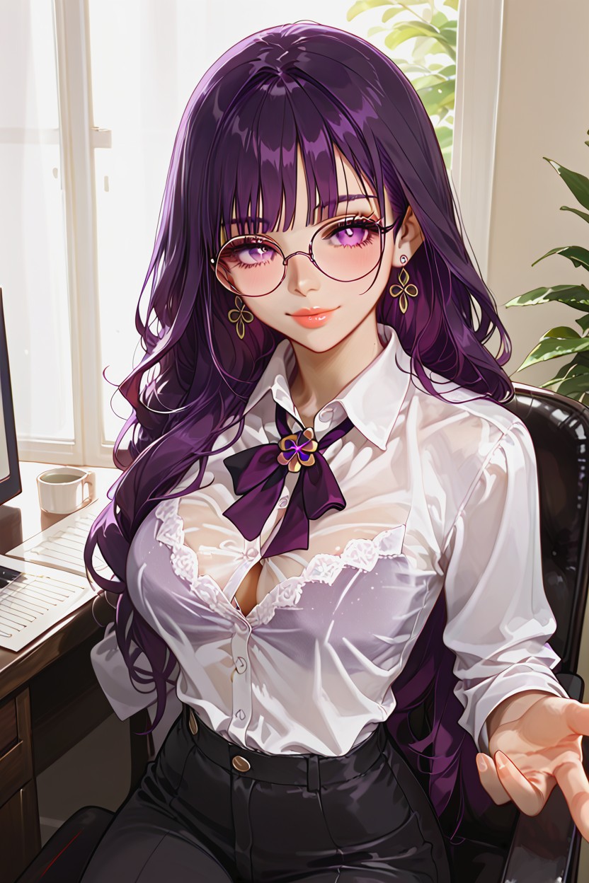 Nsfw, Medium Ass, Purple Silk Bra Hentai AI Porn