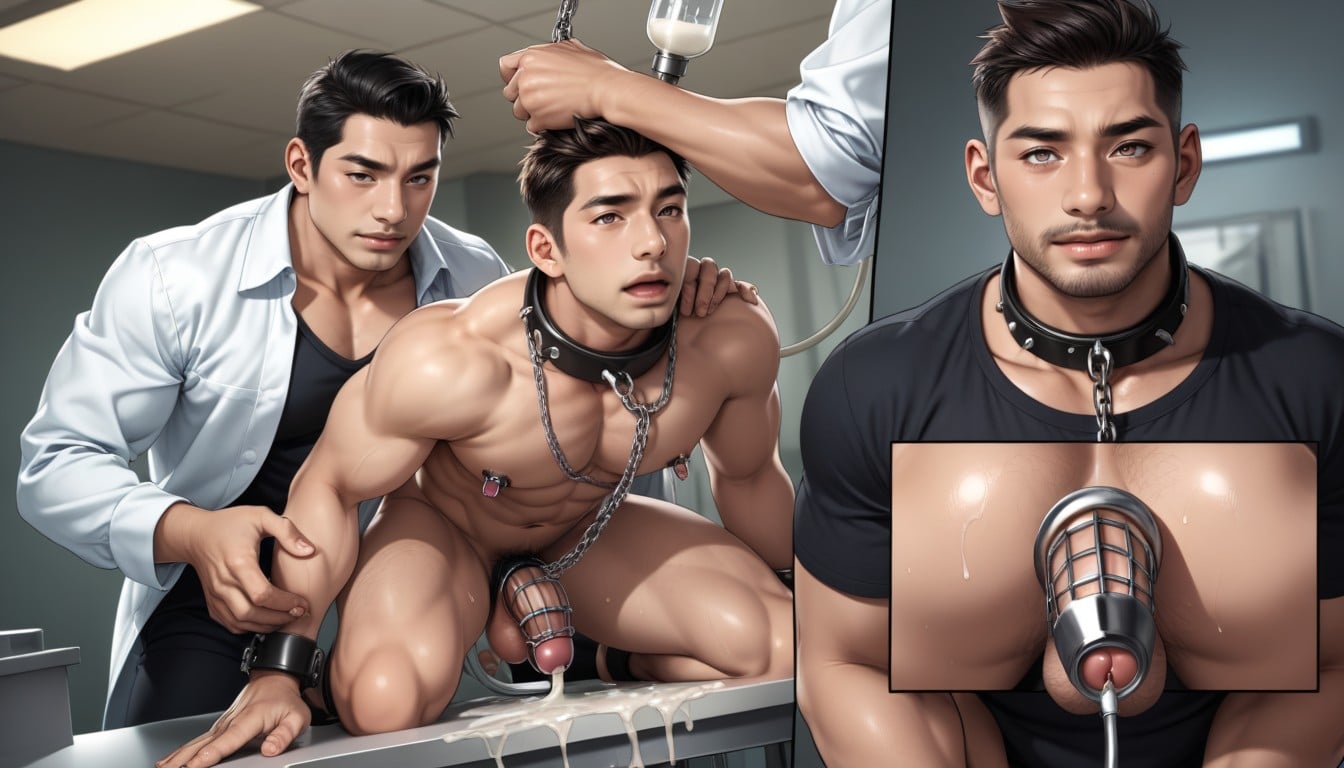 Medical Cords, Sprawled Out On The Table, Fucked From Behind AI Gay Porn