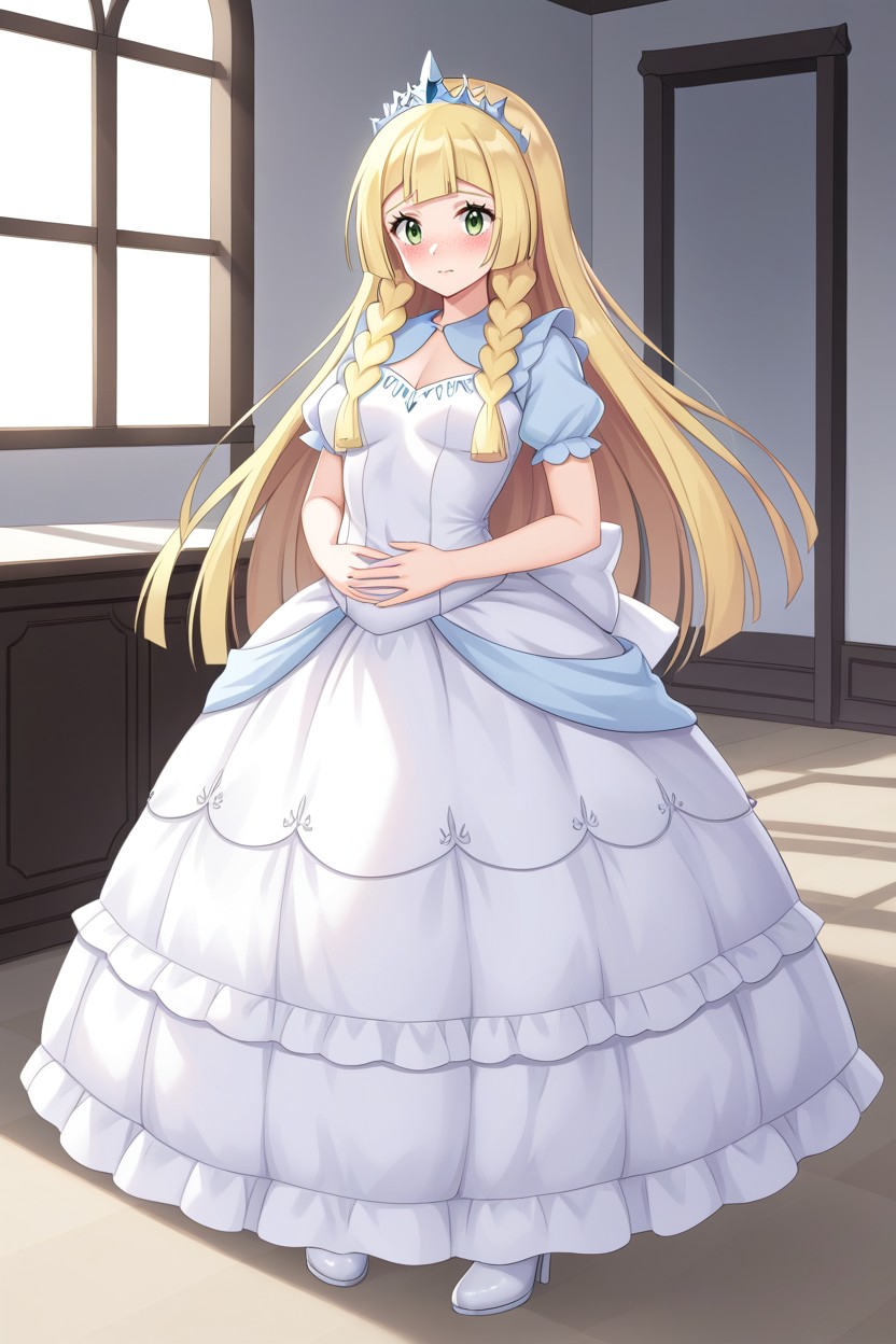 Perfect Face, Detailed Huge Grey Eyes, Mansion Background AI Porn
