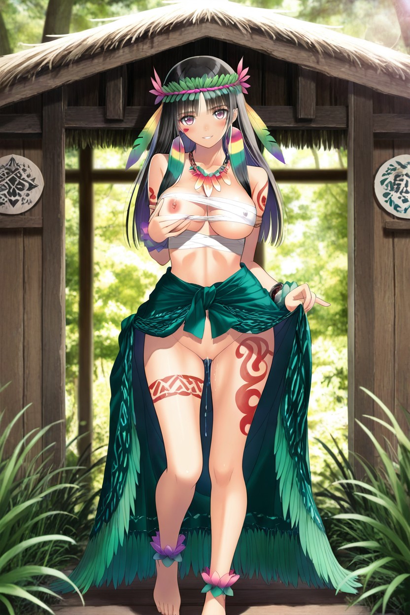 Daytime, Medium Breast, Wispy Bangs Hentai AI Porn
