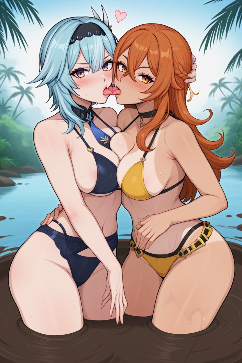 Hand Covering Mouth, Waist Deep In Mud, Model Hentai AI Porn