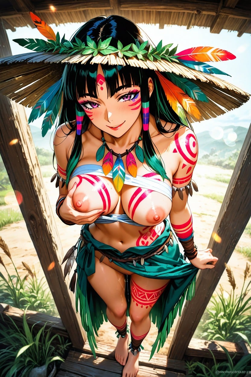 Vagina Exposed, Standing, Daytime Hentai AI Porn