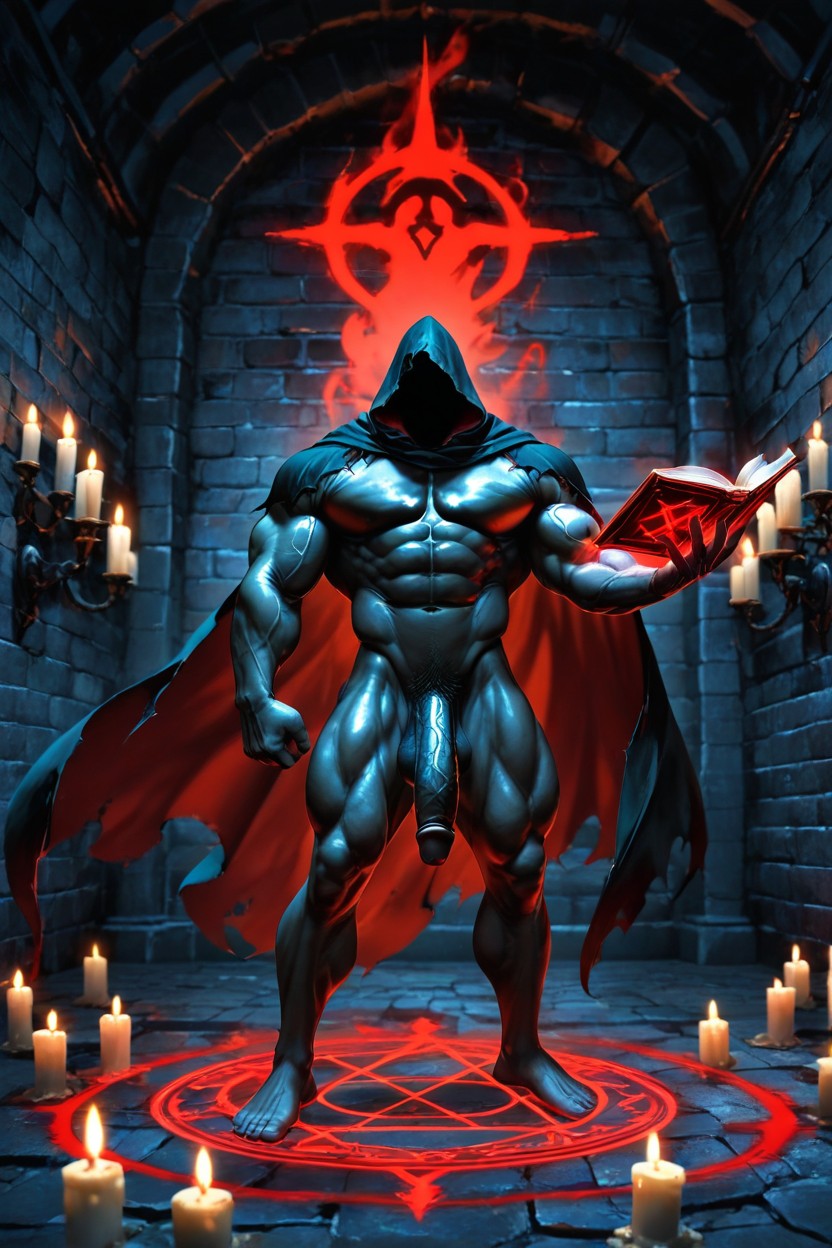 Standing, Large Room, Runes On Walls AI Gay Porn