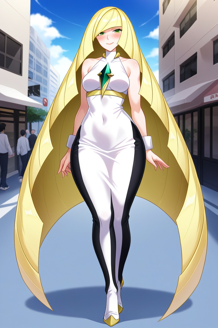 Lusamine Cosplay, Small Breasts, Fully Clothed AI Porn