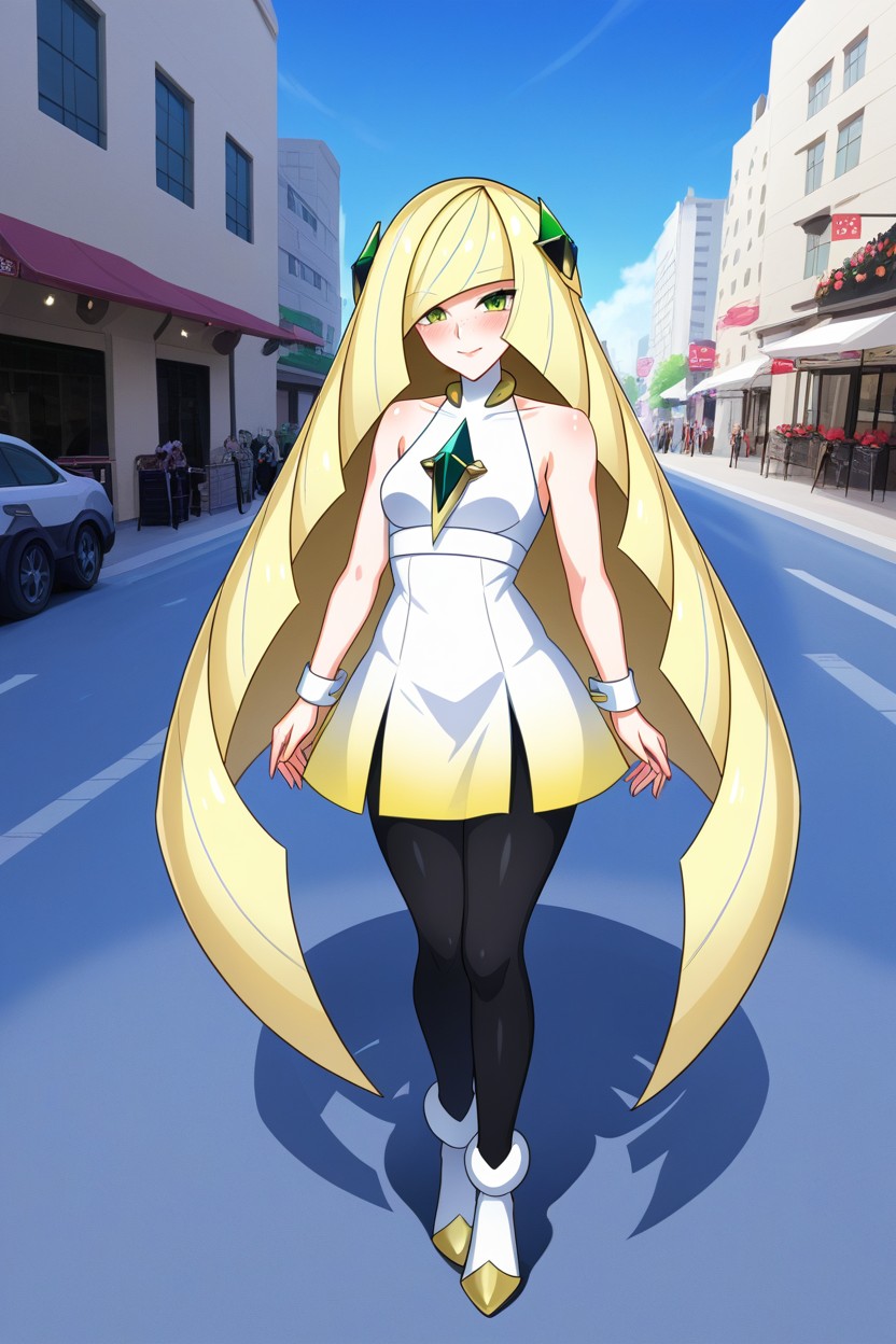 Extremely Stature, Modern City, Regressed Lusamine AI Porn