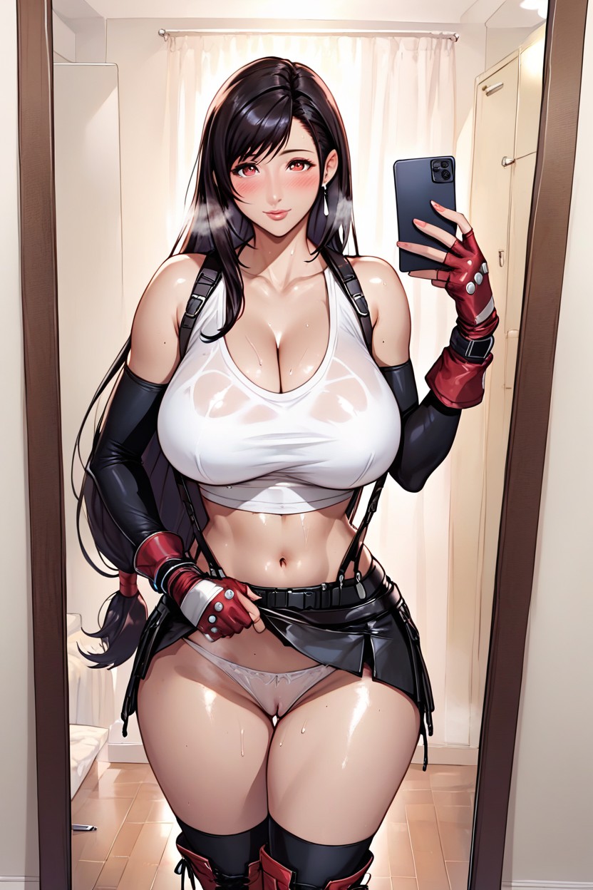 Voluptuous, Red Combat Thigh High Boots, Looking At Viewer Hentai AI Porn