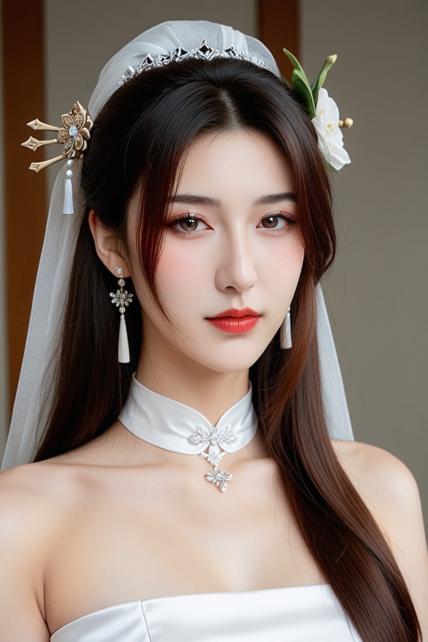 French Hair Bun Updo, Realism, Ultral Detailed Asian AI Porn