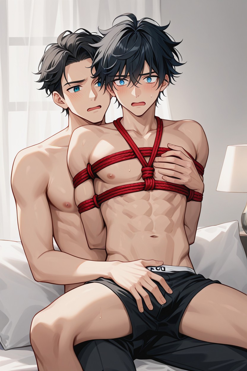 Being Controlled By A Man, The Other Hand Grabbing The Crotch, Two People AI Gay Porn