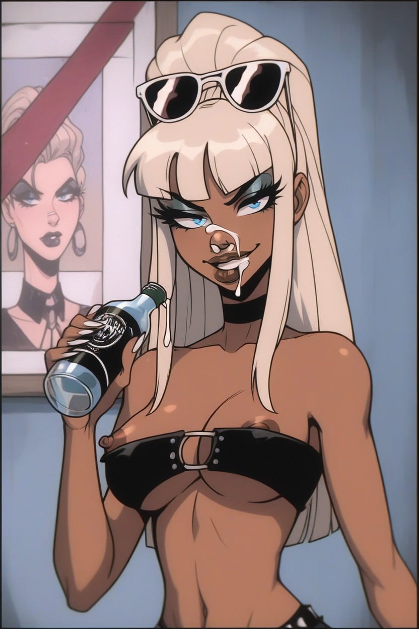 Blunt Bangs, Tight Strapless Bikini, Straight Hair Hentai AI Porn